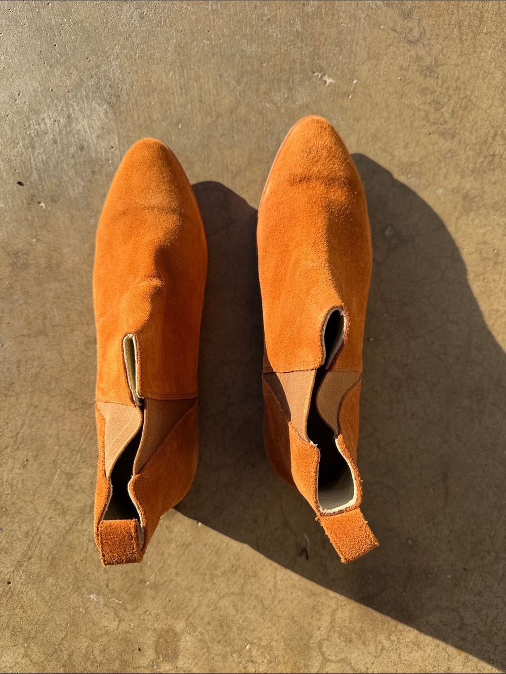 Nisolo Caramel Suede Chelsea Ankle Booties